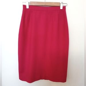 Vintage New Image Women's Red Crepe Midi Pencil Skirt Size 8